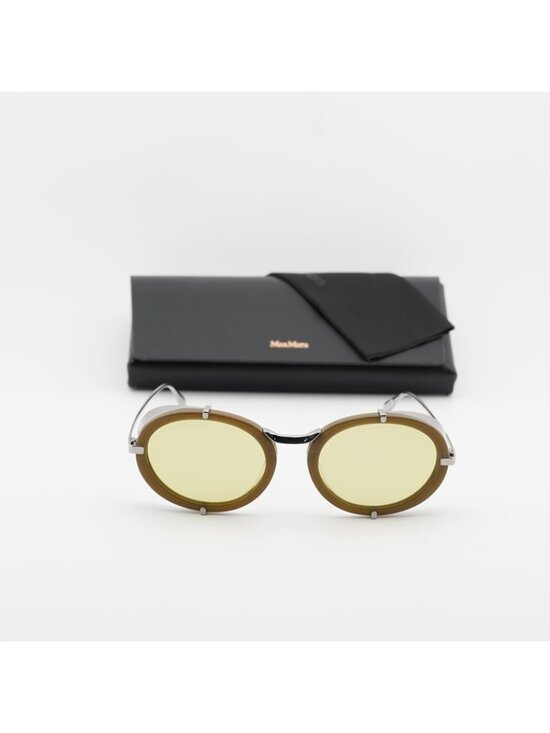 MaxMara SELMA MM0103 96N Sunglasses Shiny Dark Green Oval Frame, Green Lenses main image 10